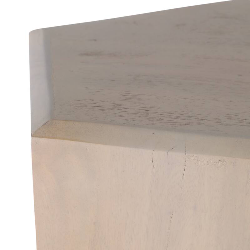 Natural Wood Side Table Elegant Geometric Design Narrow End Accent