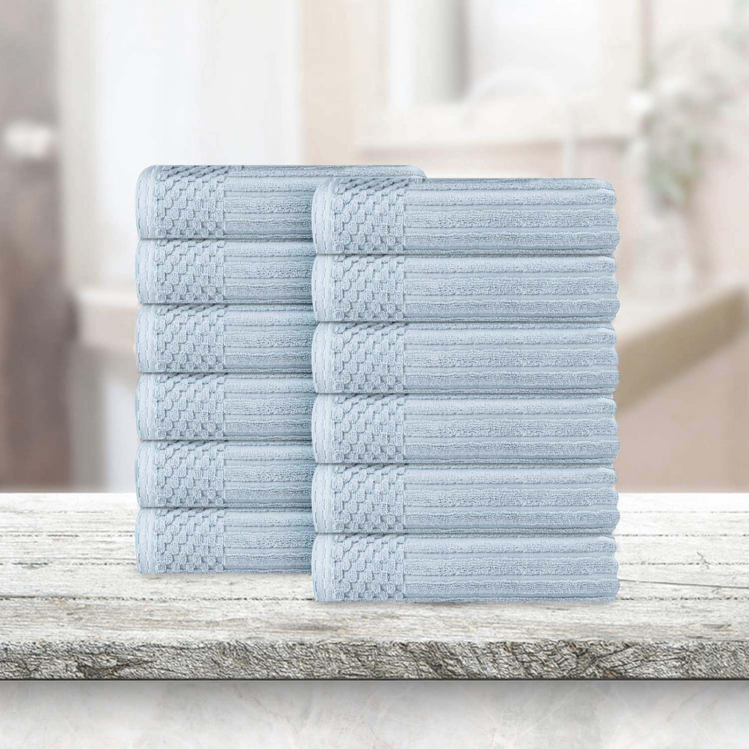 Superior Soho Ribbed Cotton Face Towel/Washcloth Set of 12