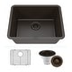 preview thumbnail 1 of 6, Lexicon Undermount Quartz 23 Inch Single Bowl Kitchen Sink Kit Galaxy Mocha