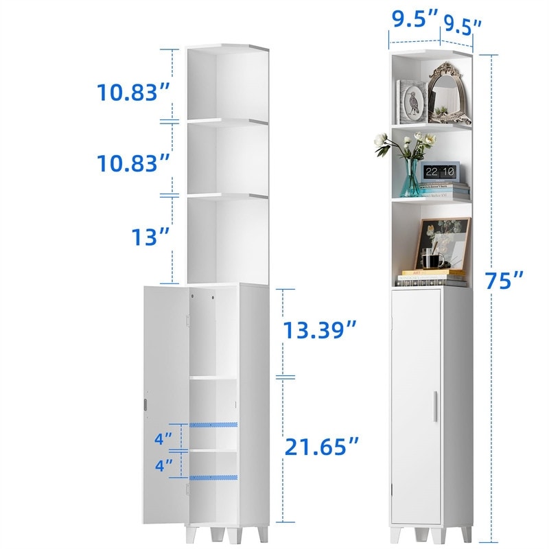 74.8" Tall Corner Cabinet with Door - Compact Storage