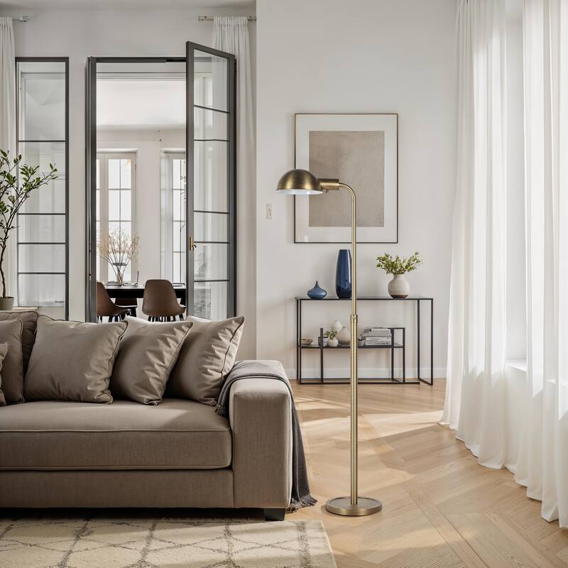 Renwil Cos 45-60" ADJ Height Floor Lamp, Dark Antique Brushed Brass - Yellow