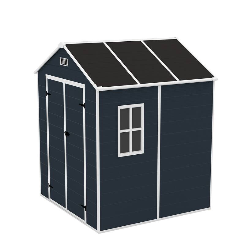 6*6ft Resin Storage Shed, High Quality Pp Material, Waterproof, Rust And Uv Proof, Large Storage Space, 12mm Thick Pp Board