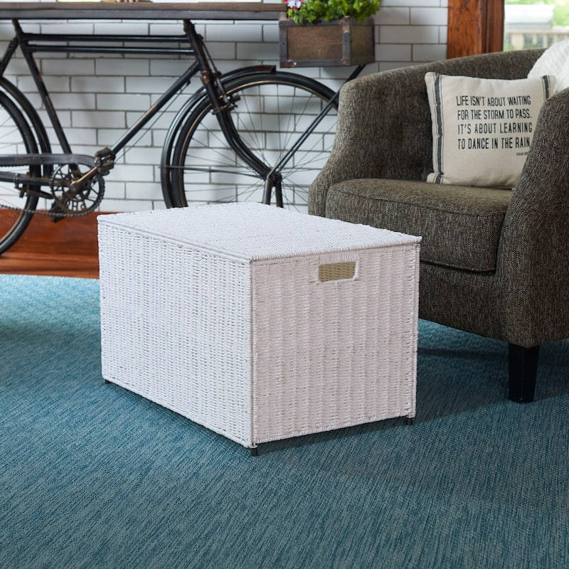 Household Essentials Decorative Paper Rope Storage Chest for Home Organization