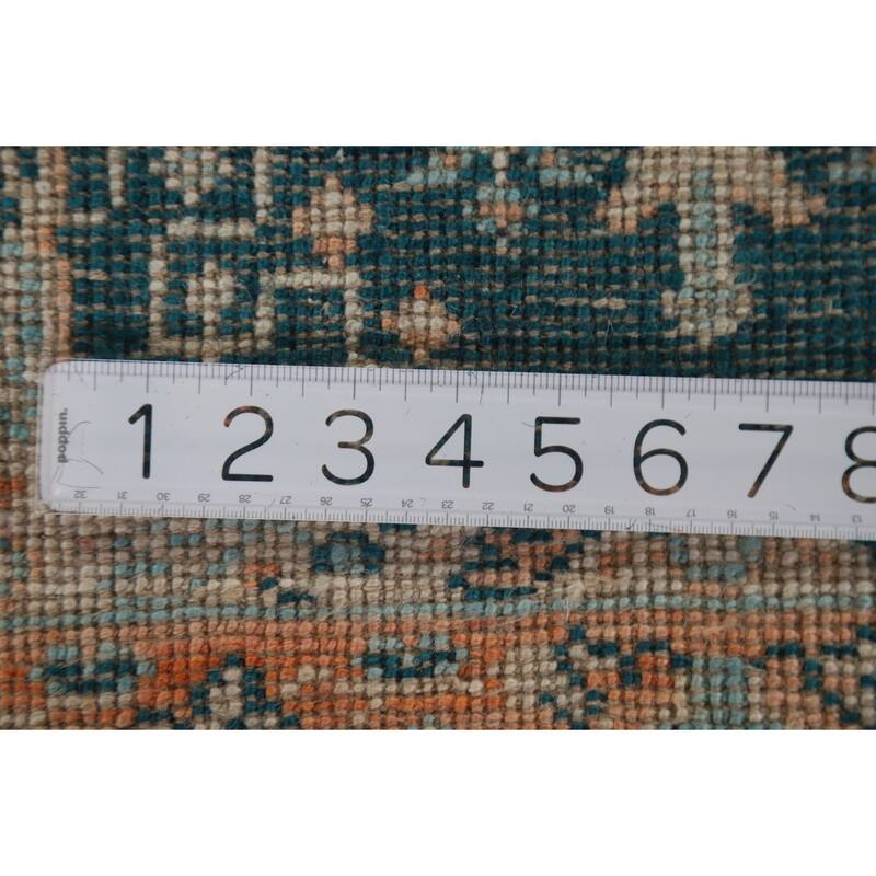 Vegetable Dye Green Oushak Turkish Area Rug Hand-Knotted Wool Carpet - 2'1"x 3'11"