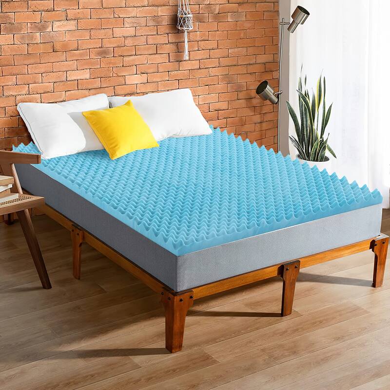 Onetan, 1", 2" & 3" Gel Memory Foam Mattress Topper, Blue