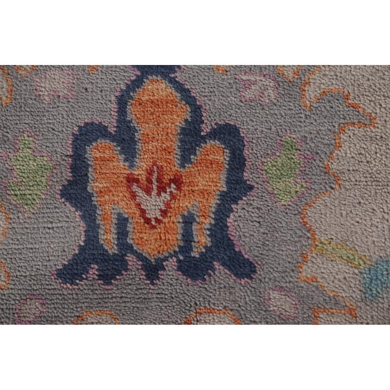 Earth Tone Floral Oushak Indian Area Rug Handmade Wool Carpet - 8'1"x 9'10"