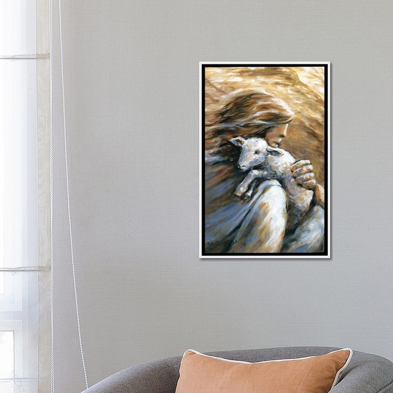 iCanvas "Jesus Carrying Lost Sheep Home" by Melani Pyke Framed Canvas Print