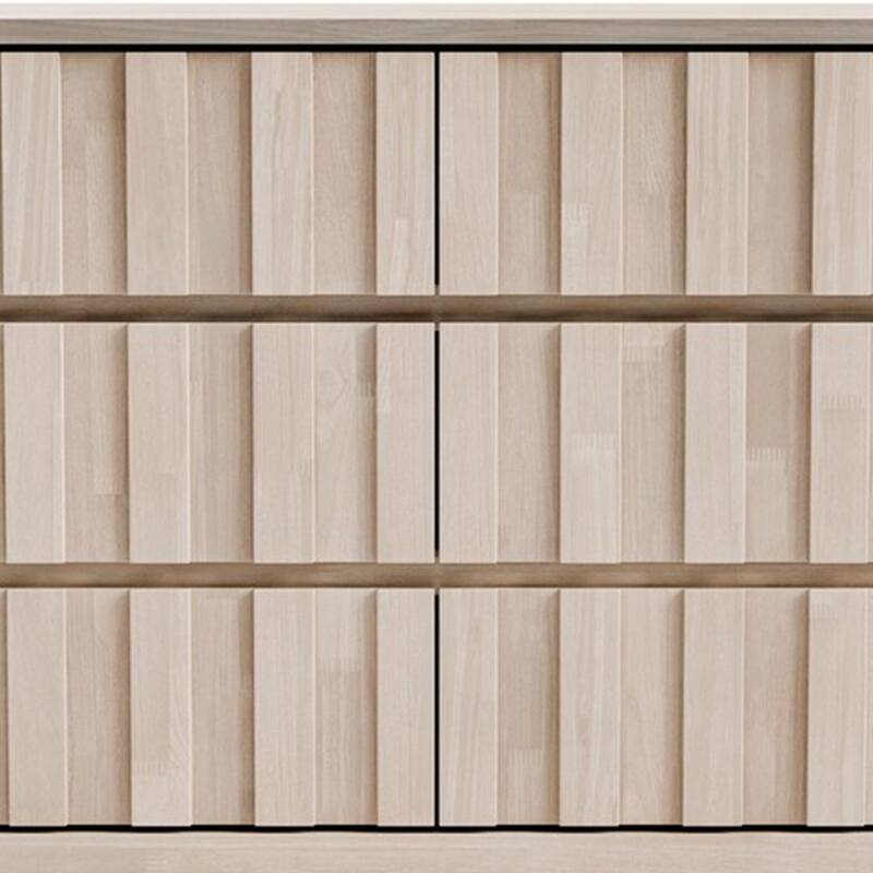 Vasu Wide Dresser, 6 Storage Drawers, White Wash Solid Rubberwood