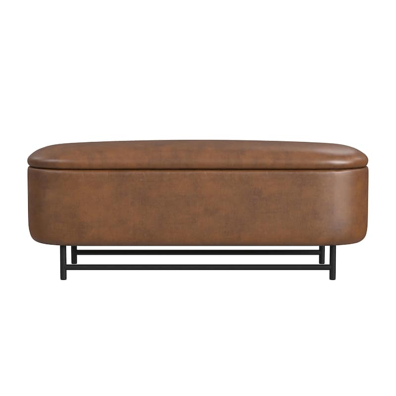 HomePop Ellipse Modern Storage Bench with Metal Legs