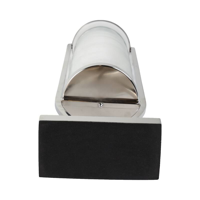 Modern Glass Pillar Candle Holder Decorative Lantern with Steel Frame
