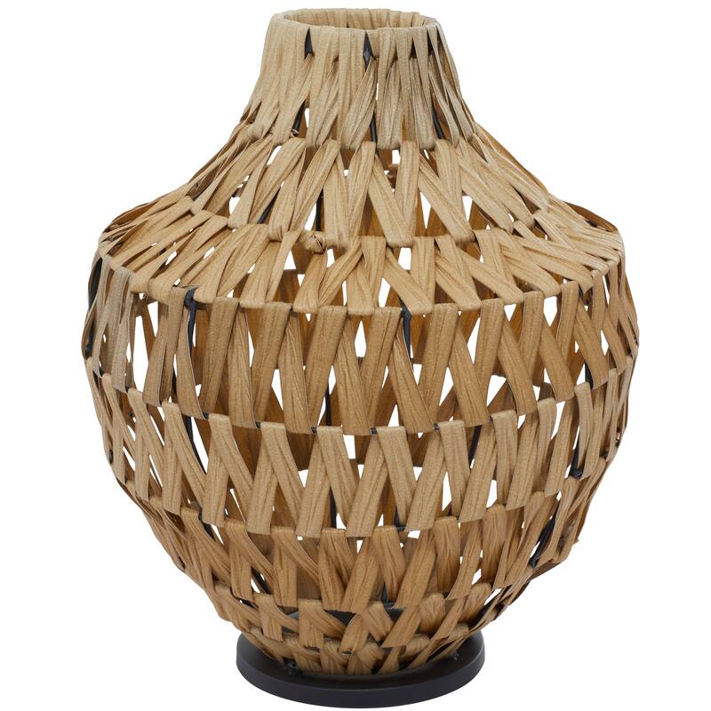 Natural Brown Open Weave Seagrass Bohemian Vase Collection