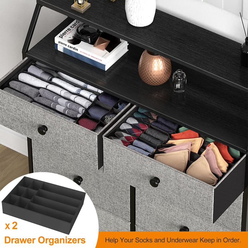 REAHOME 8 Drawer Wood Top Storage Organizer w/ 2 Additional Drawers, Light Grey
