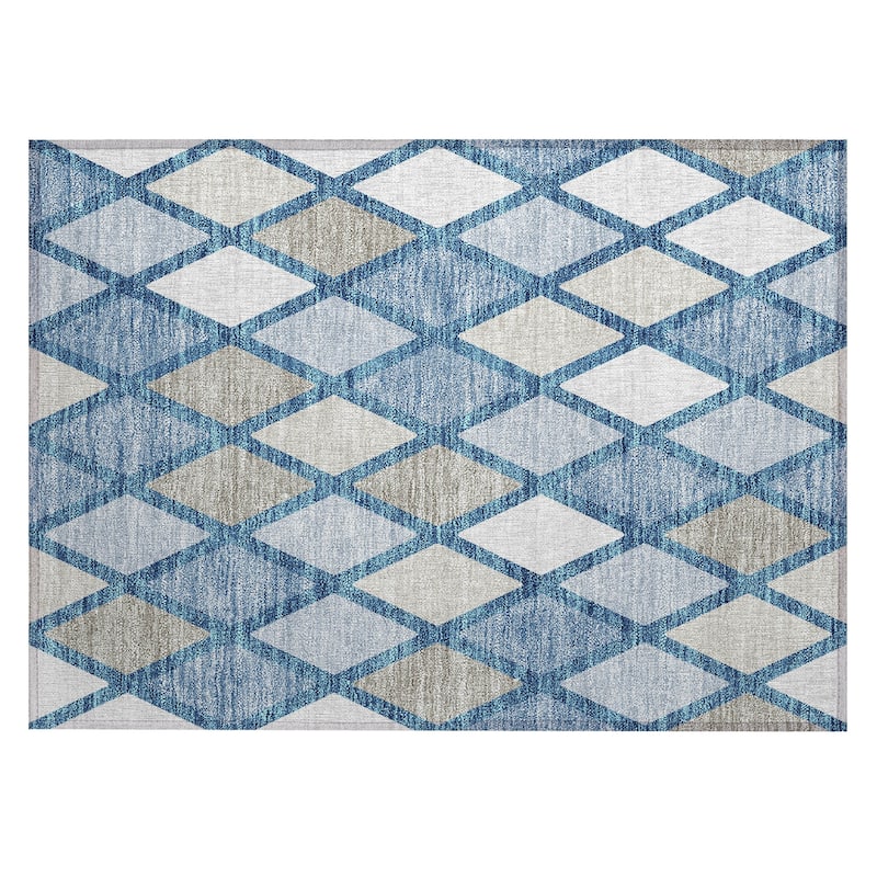 Machine Washable Indoor/ Outdoor Chantille Diamond Prism Rug