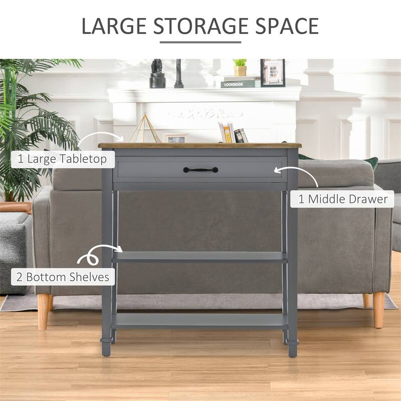 Modern Style Sofa Console Entry Hallway Table with Drawer and Shelves