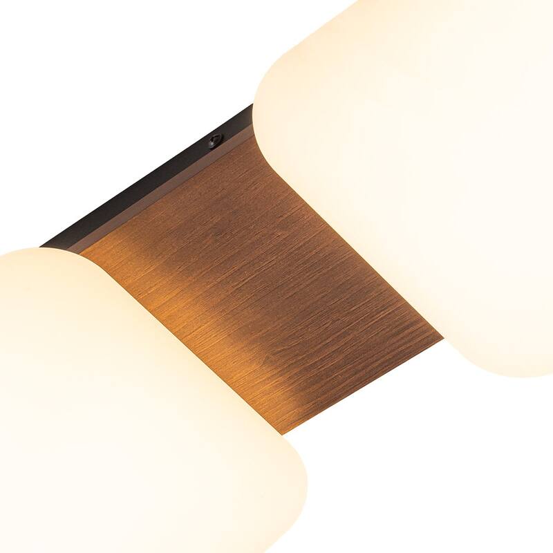 Modern Faux Walnut Wood Grain 3-Light Dimmable LED Flush Mount - 30.7 in