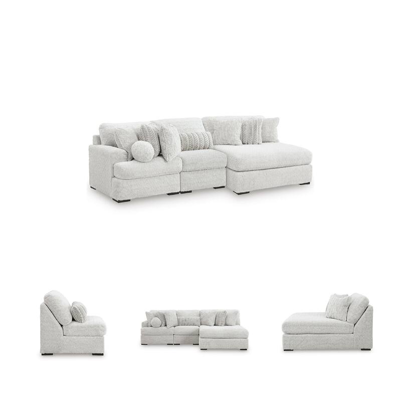 Signature Design by Ashley Snodoodle Gray 3-Piece Sectional with Chaise - 125" W x 67" D x 40" H