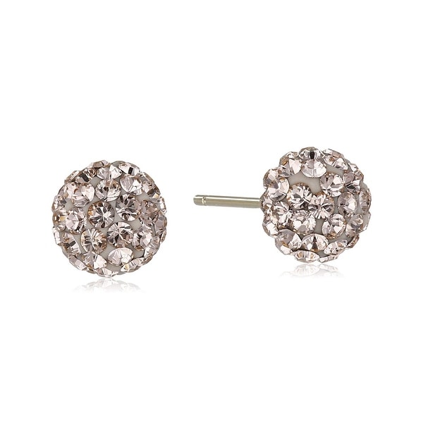 Crystaluxe Peach Ball Stud Earrings with Swarovski Crystals in 14K Gold - Orange
