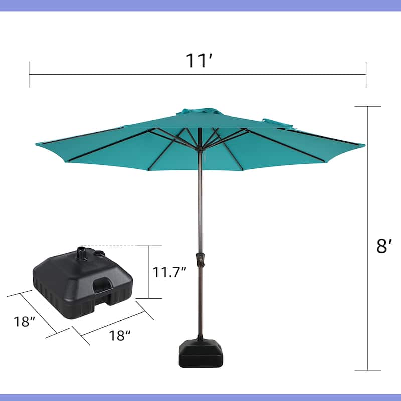 Outdoor 11’ Patio Umbrella with Crank, Base Included