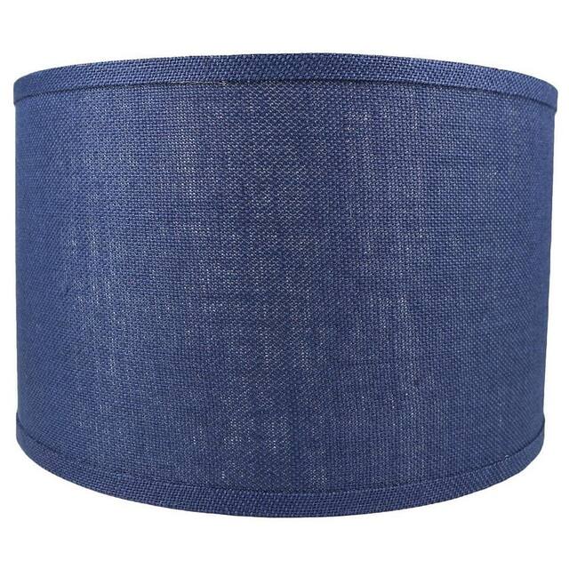 Classic Burlap Drum Lampshade, 8-inch to 16-inch Bottom Size Available - 16" - Navy Blue