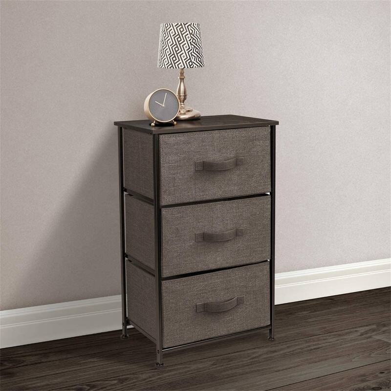 Bedside Furniture & Night Stand End Table Dresser with Steel Frame