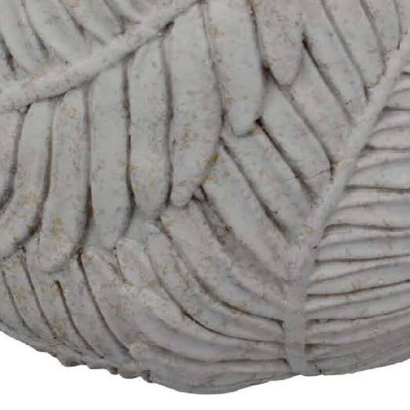 Sicily Accent Planter with Leaf Embossed Surface, Flared Gray Resin