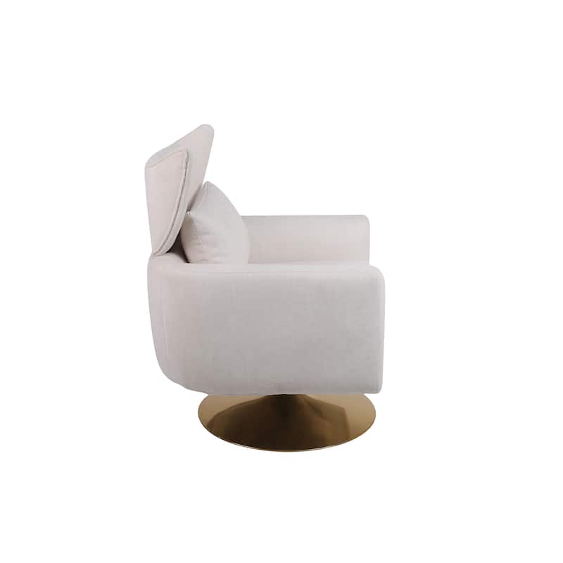 Beige 29.9" Swivel Accent Chair with Pillow