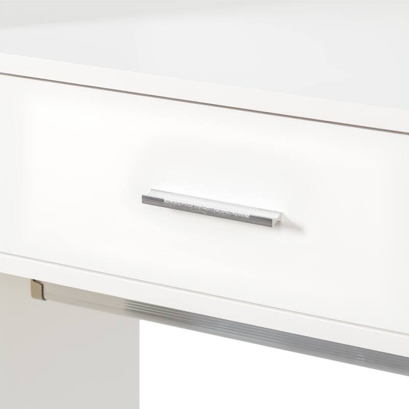 Freestanding Closet, Stand-Alone Wardrobe with 6 Open Shelves, Drawers, White Wood Walk-in Closet with 2 Hanging Rod