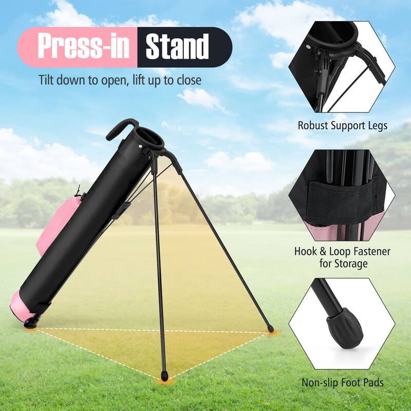 Gymax Lightweight Golf Stand Bag Par 3 & Executive Courses Carry Bag