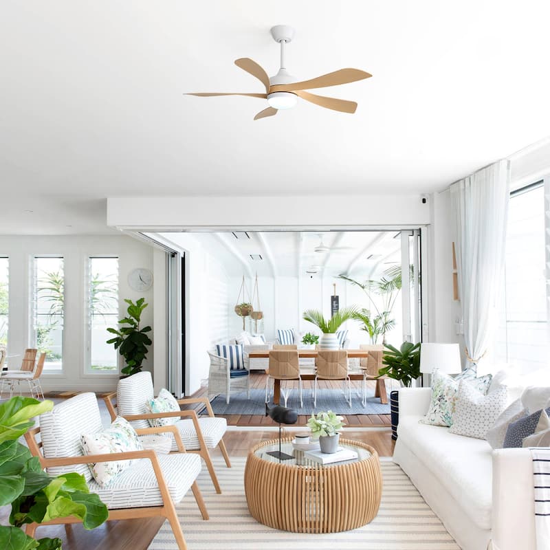 Sofucor 45 Inch Ceiling Fan with Light and Remote,Indoor/Outdoor with 3-Timer,Low Profile Quiet for Bedroom Living Room Patio