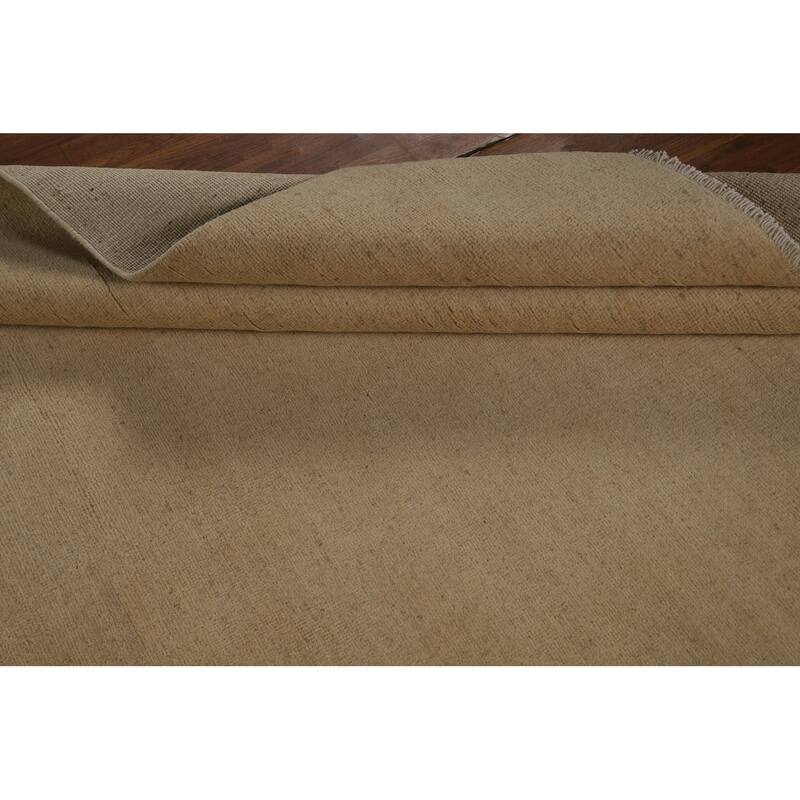 Gabbeh Oriental Rug Hand-Knotted Beige Solid Wool Carpet - 5'1" x 6'11"