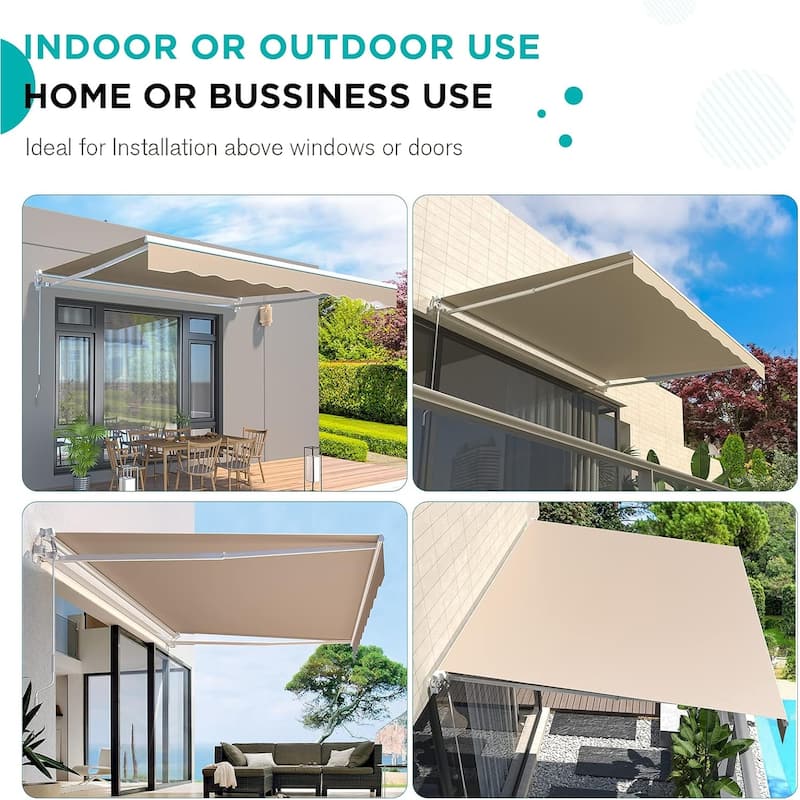AECOJOY Manual Retractable Patio Awning Outdoor Sunshade Shelter (Cover Only)
