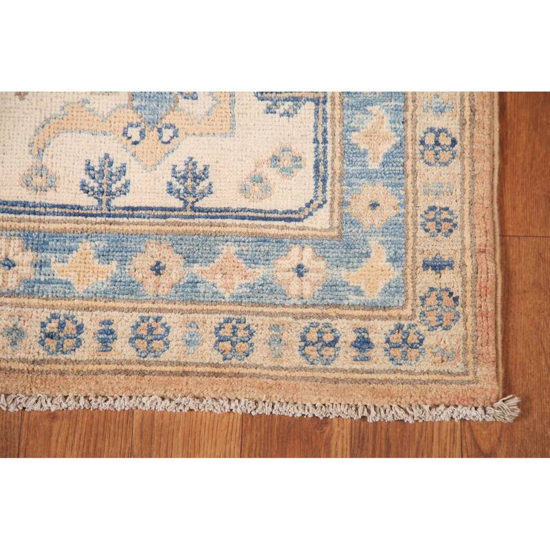 Geometric Kazak Area Rug Hand-Knotted Bedroom Wool Carpet - 5'11" x 8'9"
