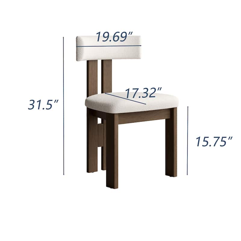 Mid-Century Modern Wood Dining Chairs Set of 2,White & Walnut Side Chairs, Fully Assembled