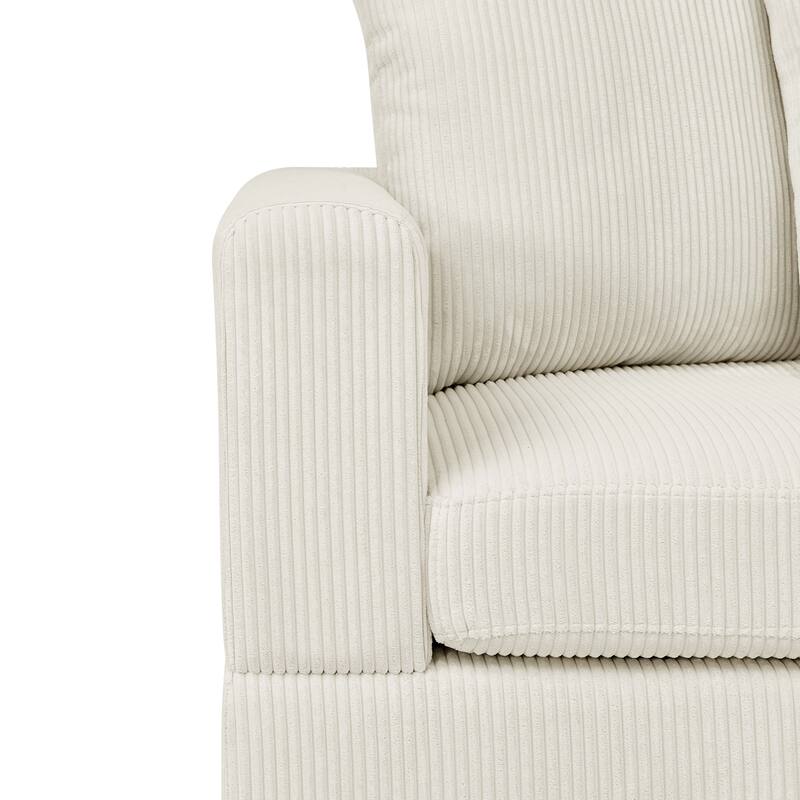 6-Piece Cream Corduroy Sectional, 75x116x36 inches, 352 pounds