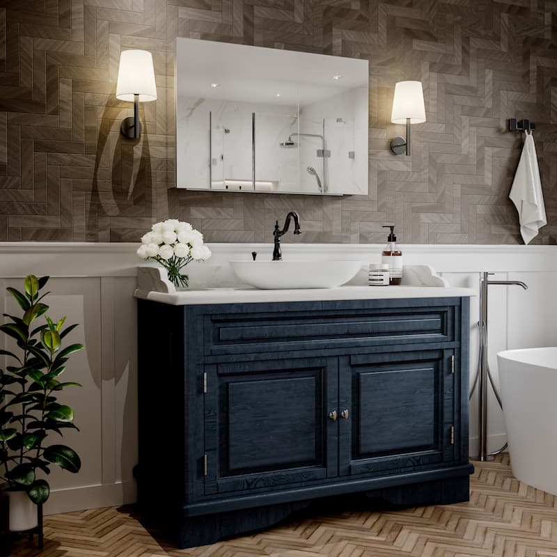 Modland 30"-36"W x 24"H Double Door Bathroom Medicine Cabinet with Mirror,Aluminum Frame