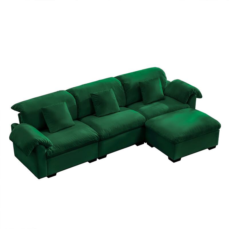 3 Deep Seat L-Shaped Modular Storage Sofa with 1 Storage Ottomans