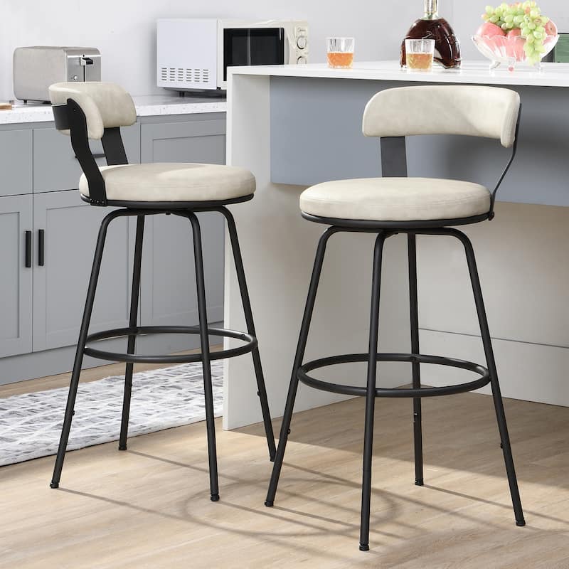 Hausfame Metal Counter Height Industrial Swivel Bar Stools - Beige - Counter Height