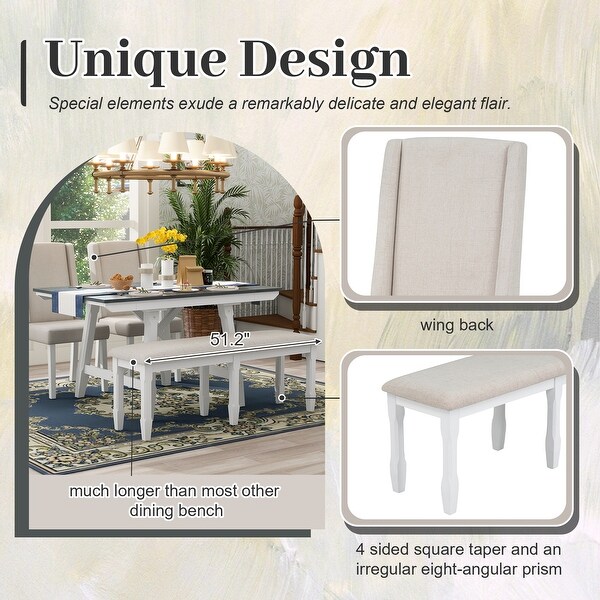 6 Piece Versatile Dining Table Extendable Dining Table Removable