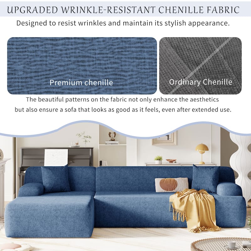 111" Polyester L-Shape Modular Sectional Sofa with High-Density Foam, 27" Deep Seat and Anti-Wrinkle Chenille Fabric