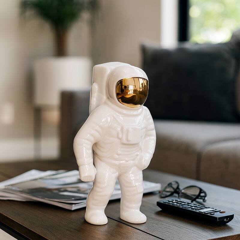 Modern Ceramic Astronaut Figurine Statue - 11"