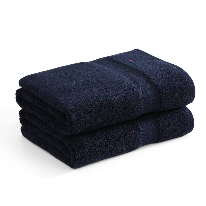 Tommy Hilfiger Modern American Cotton 2 Piece Bath Towel Set - 2 Piece - Dark Blue
