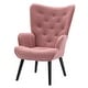 preview thumbnail 12 of 62, Fabric Upholstered Tufted Wingback Living Room Chair With Wooden Legs