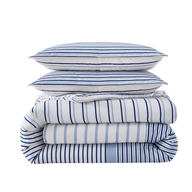 Eddie Bauer Cooper Stripe Cotton Reversible Comforter Set