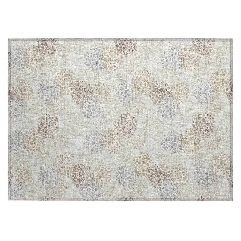 Machine Washable Indoor/ Outdoor Chantille Modern Bubbles Rug
