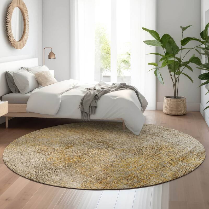 Premium Washable Super Soft Solid Abstract Mayfield Rug - Beige - 8' x 8' - Round