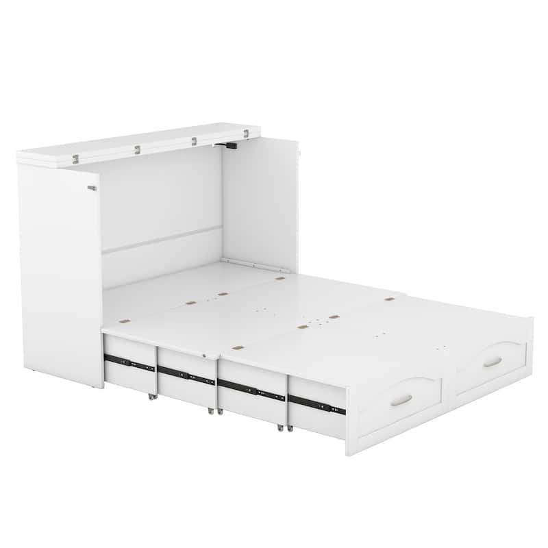 Queen/Full Size Murphy Bed with drawer and a set of Sockets & USB Ports