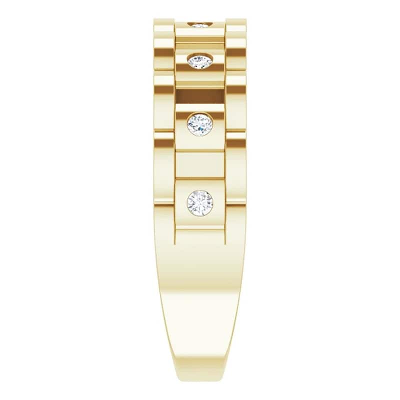 1/4 Ct Mens Diamond Wedding Ring Yellow Gold Chain Link Band