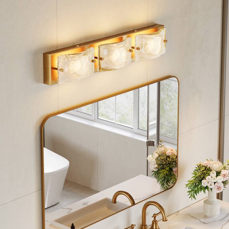 3 Tiles Cloud Glass Bathroom LED Vanity Light with 3CCT Adjustable