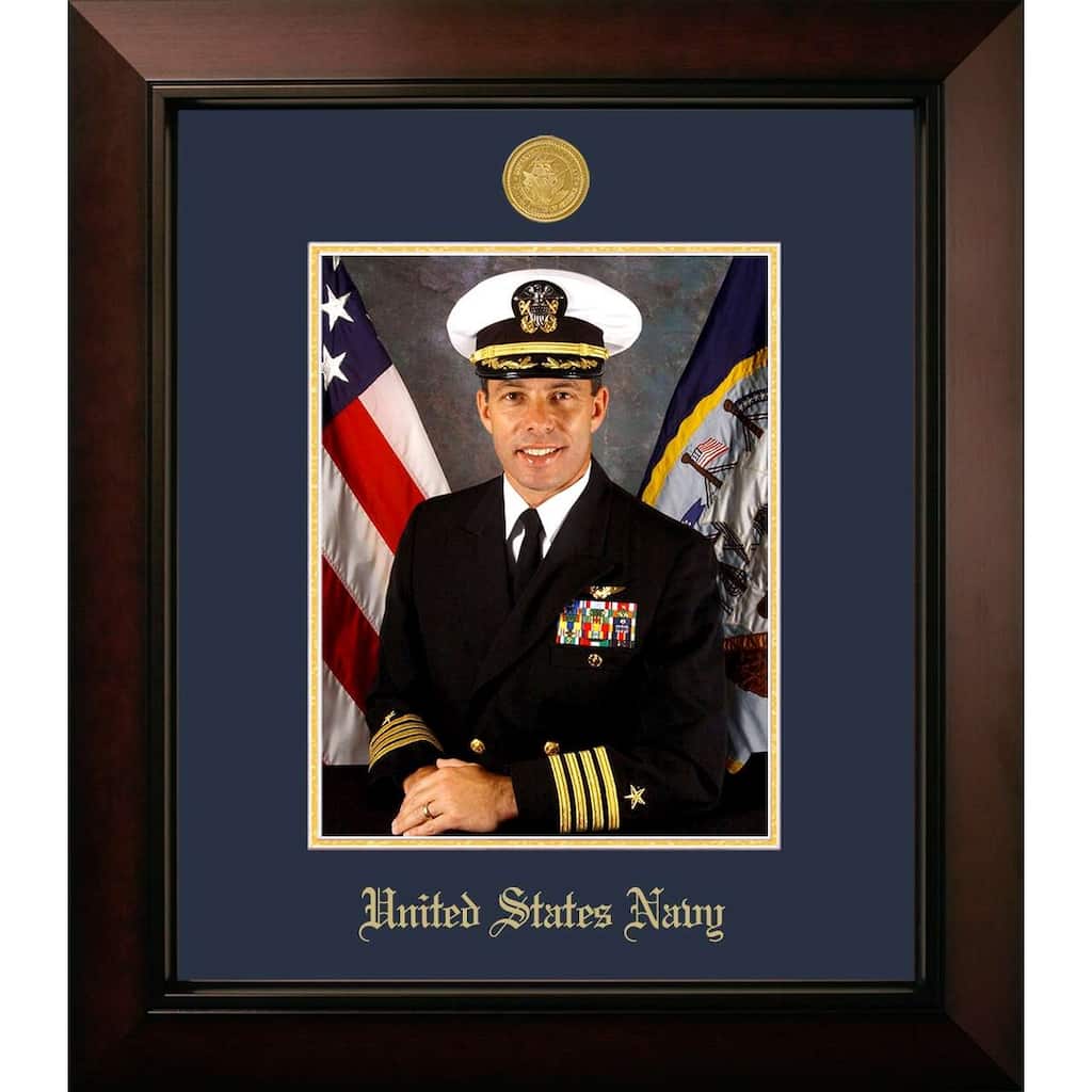 Patriot Frames Navy 8x10 Portrait Legacy Frame with Gold Medallion