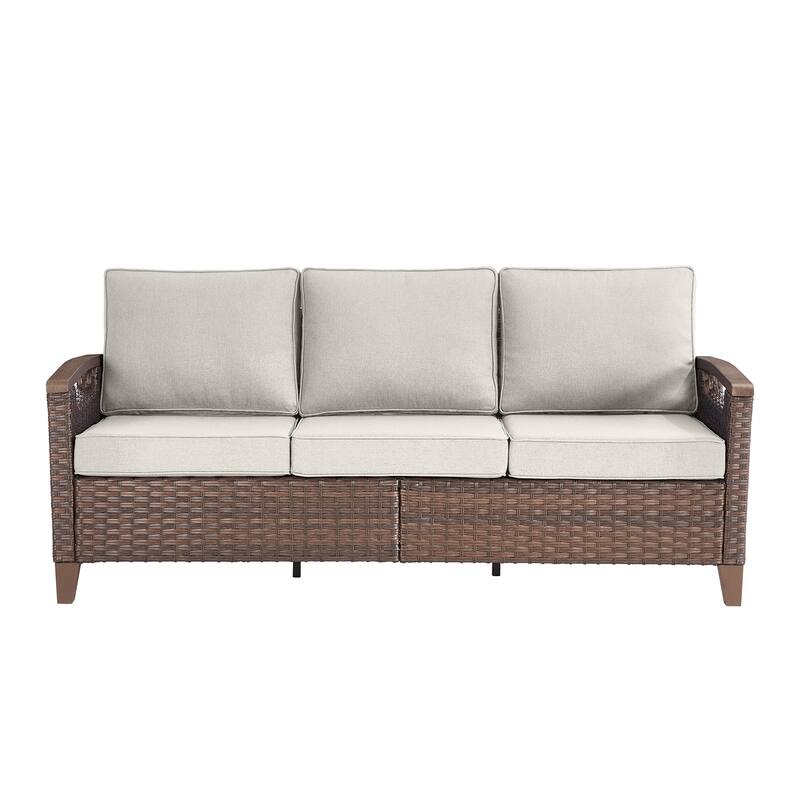 Pocassy Outdoor Brown Wicker Funitre with Cushion Set